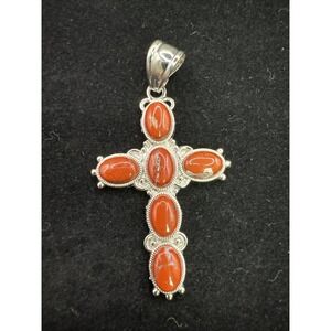 Red Jasper Cross Pendant - 1.75"